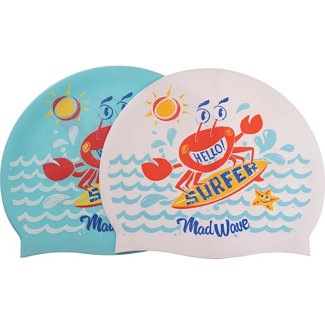 Шапочка для бассейна
 силиконовая юниорская MADWAVE
 Junior SURFER M057912 (Белый)