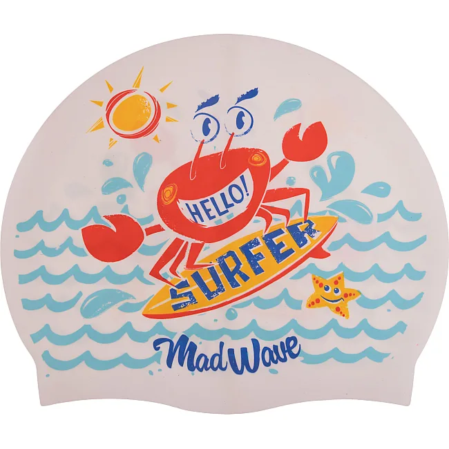 Шапочка для бассейна
 силиконовая юниорская MADWAVE
 Junior SURFER M057912 (Белый)