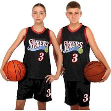 Детская баскетбольная форма NBA клуб Sixers 3 BA-6657 (Черный-красный)