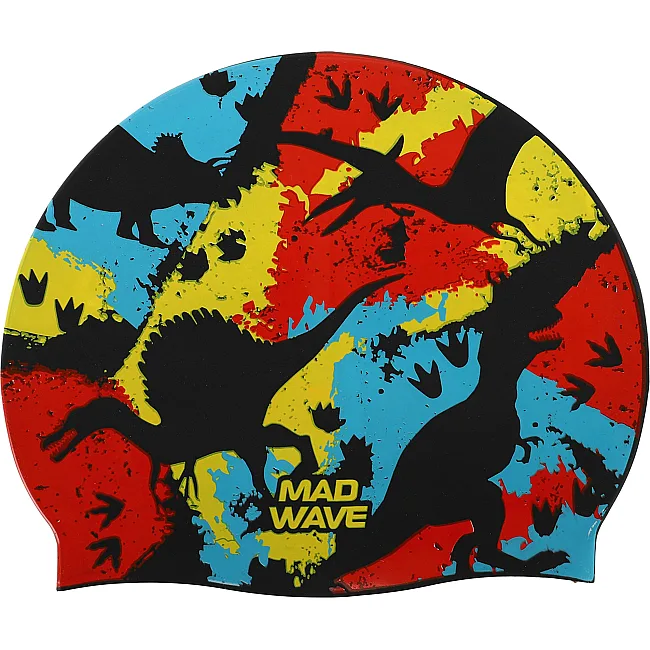 Шапочка для басейну
 силіконова для дорослих MADWAVE
 JURASSIC M055323 (Мультиколор)