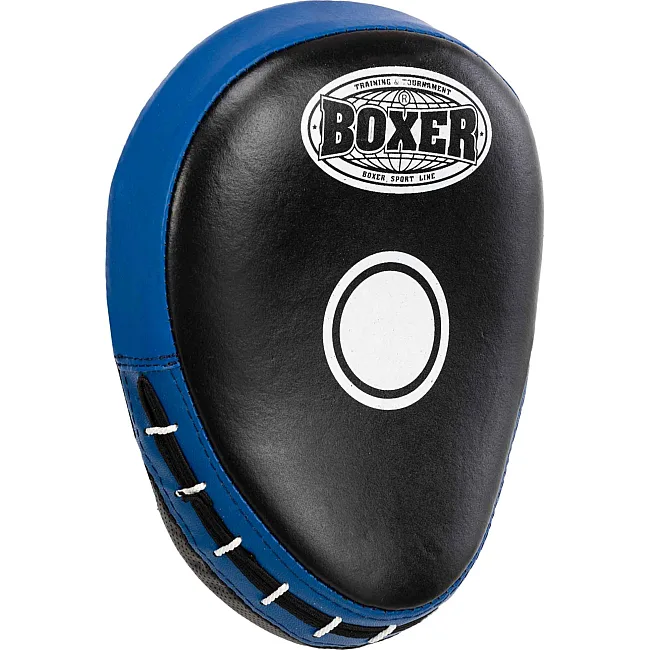 Лапа боксерская изогнутая тренировочная кожа BOXER
 2012-01 элит 23х19х4,5см 2штуки (Черный-синий)
