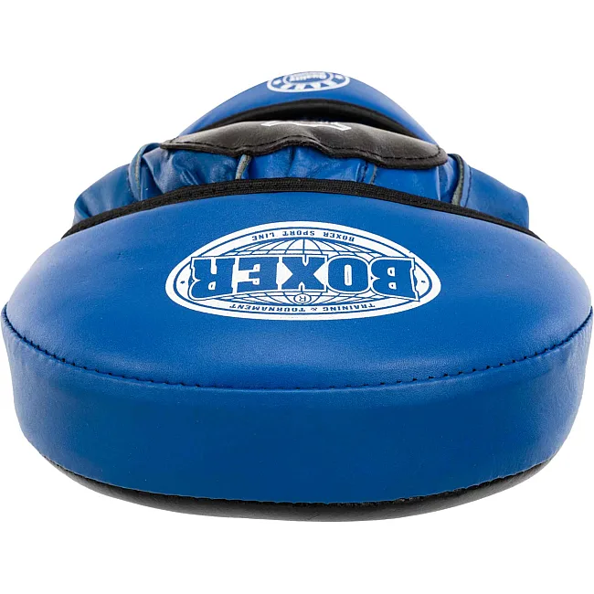 Лапа боксерская изогнутая тренировочная кожа BOXER
 2012-01 элит 23х19х4,5см 2штуки (Черный-синий)
