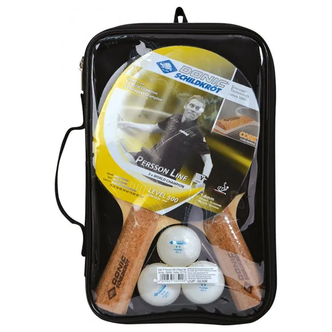 Набор для пинг-понга Donic Persson 500 cork 2-player set (2ракетки+чехол+3м)