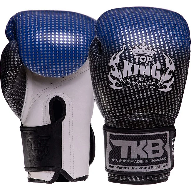 Перчатки для бокса кожаные TOP KING Super Star TKBGSS-01 8-18унций (Черный-синий)