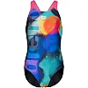 Купальник закрытый для девочек Arena SPRAY PAINT SWIMSUIT SWIM PRO черный, синий, розовый