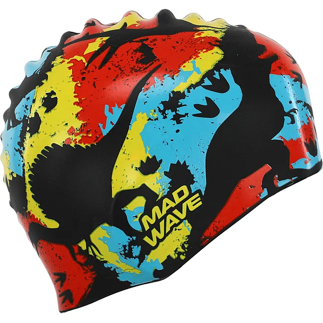 Шапочка для басейну
 силіконова для дорослих MADWAVE
 JURASSIC M055323 (Мультиколор)