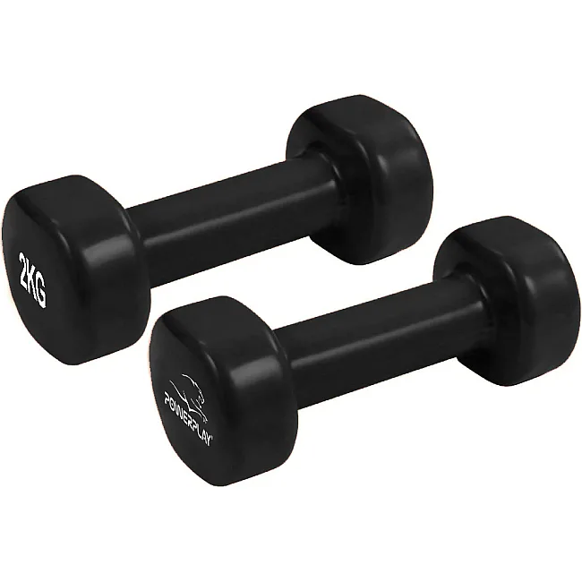 Гантели виниловые POWERPLAY 4125 Achilles 2x2кг. Черные (пара - 2шт)