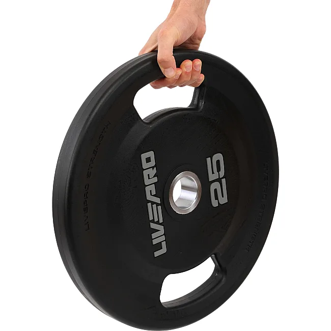 Млинці диски поліуретанові 2 Handle металева втулка LiveUp LP8337-25 ø51мм 25кг
