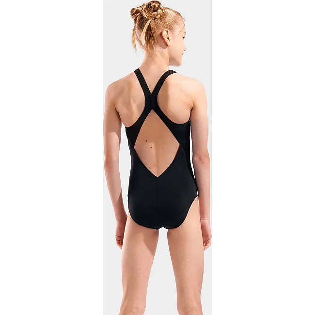 Купальник закрытый для девочек Arena GRAPHIC SWIMSUIT V BACK черный, белый (для детей)