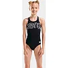 Купальник закрытый для девочек Arena GRAPHIC SWIMSUIT V BACK черный, белый (для детей)