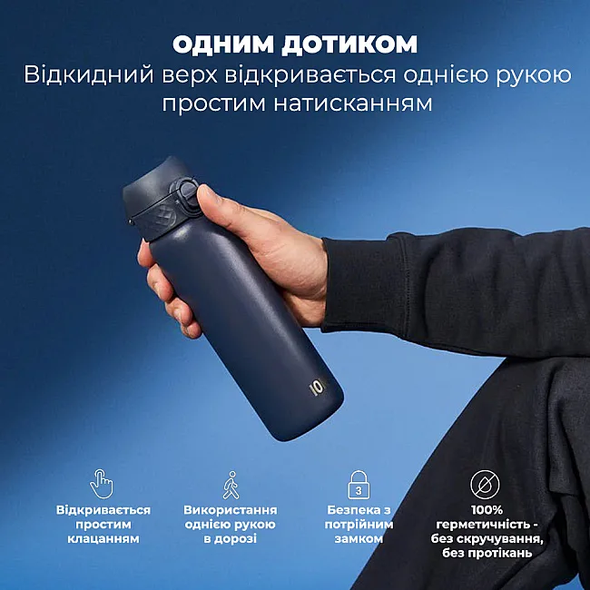 Бутылка для воды металлическая вакуумная ION8 500 мл. Vacuum Insulated, Navy