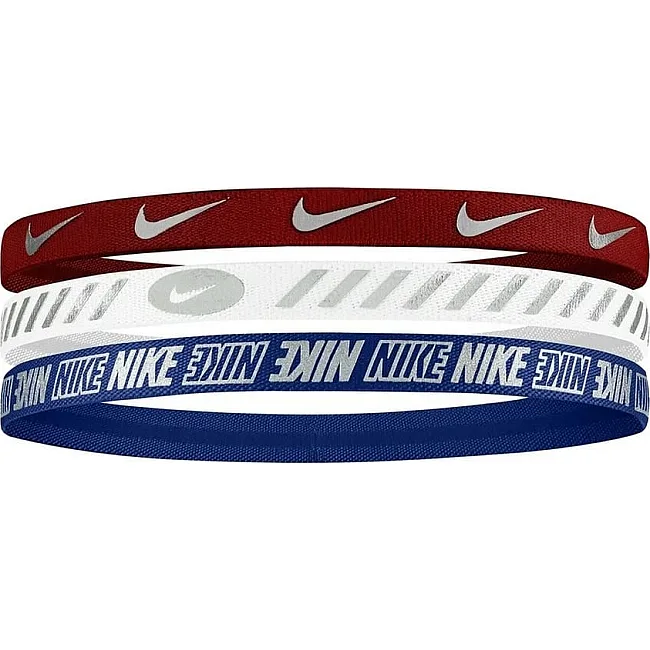 Пов'язка на голову Nike W HEADBANDS 3.0 3 PK METALLIC UNIVERSITY червоний, білий, синій