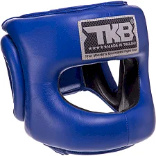 Шлем с бампером кожаный TOP KING Pro Training TKHGPT-CC (Синий)