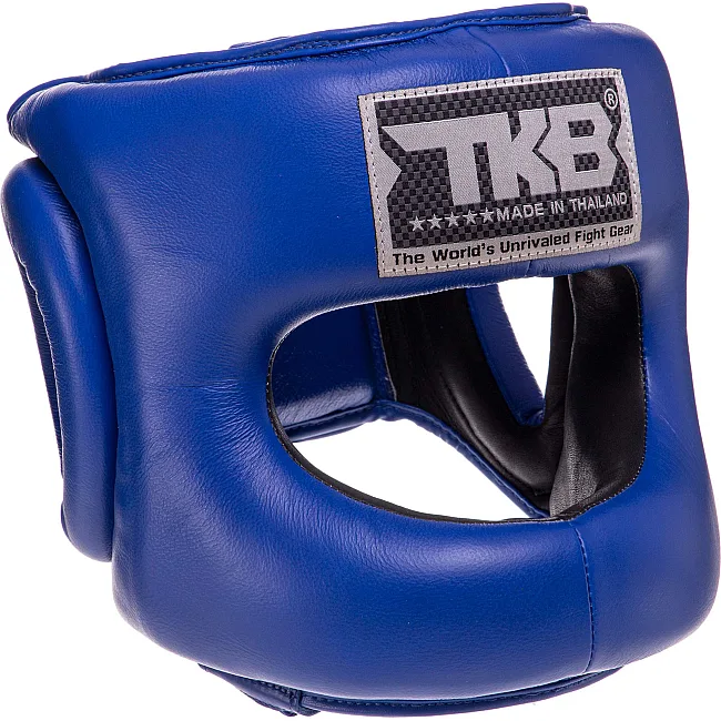Шлем с бампером кожаный TOP KING Pro Training TKHGPT-CC (Синий)