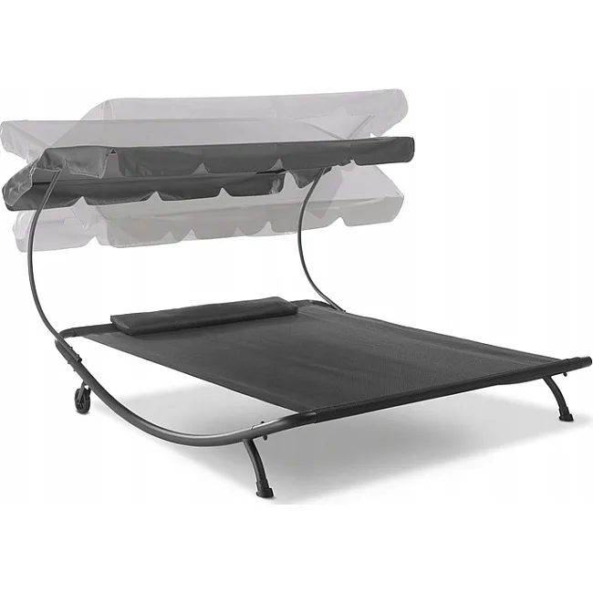 Лежак двухместный HG04786, 198 х 180 х 36,5 см - черный