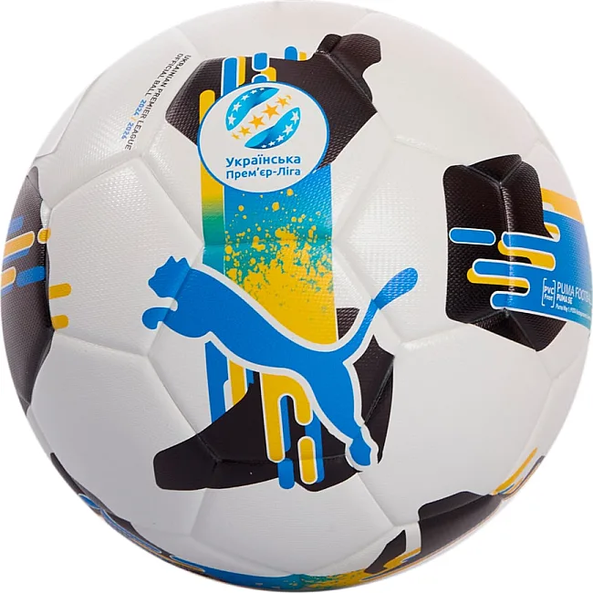 М'яч футбольний Puma Orbita UPL (FIFA Quality) білий, чорний, жовтий, блакитний 5