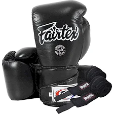 Боксерские перчатки Fairtex BGV6 Black (бинты в комплекте)