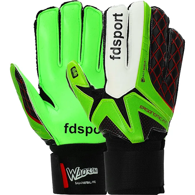 Вратарские перчатки профессиональные с защитой пальцев FDSPORT FB-853 7-11 (Черный-зеленый)