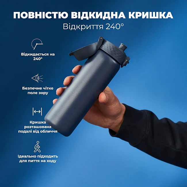 Бутылка для воды металлическая вакуумная ION8 500 мл. Vacuum Insulated, Navy