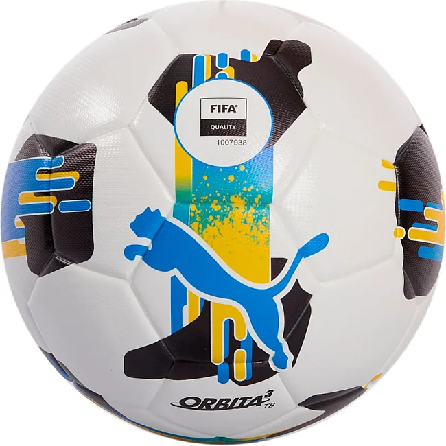 М'яч футбольний Puma Orbita UPL (FIFA Quality) білий, чорний, жовтий, блакитний 5