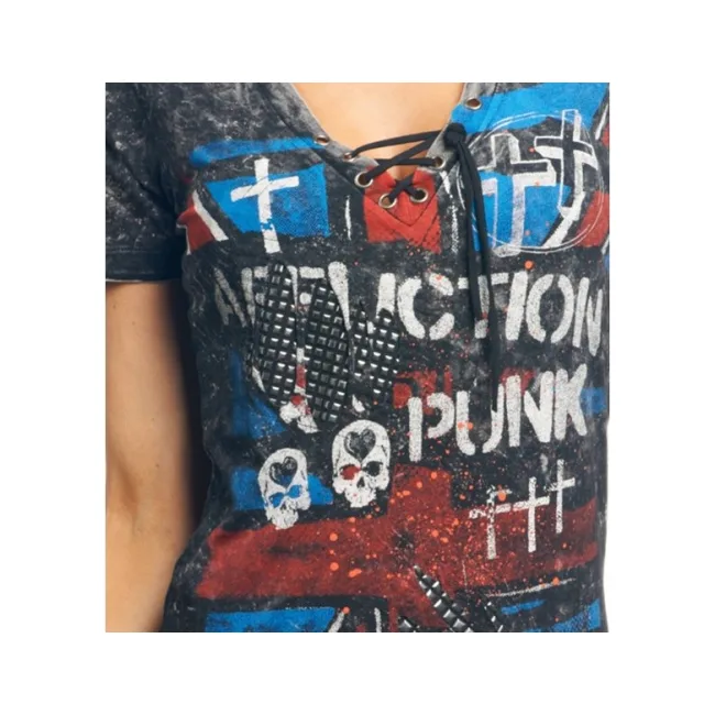 Женская футболка AFFLICTION London Fog V-neck Tee