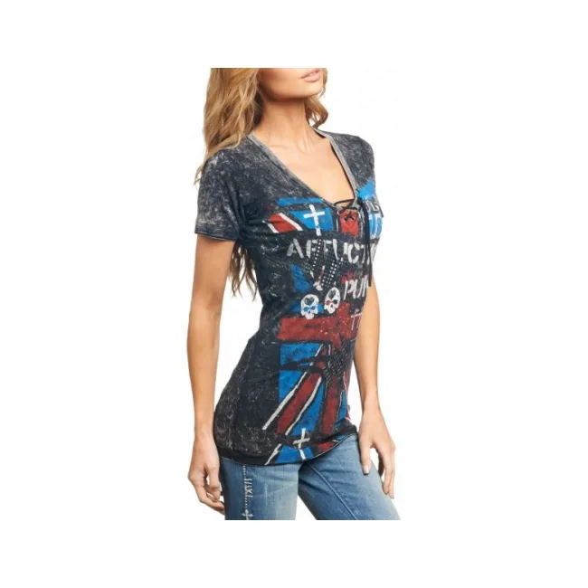 Женская футболка AFFLICTION London Fog V-neck Tee