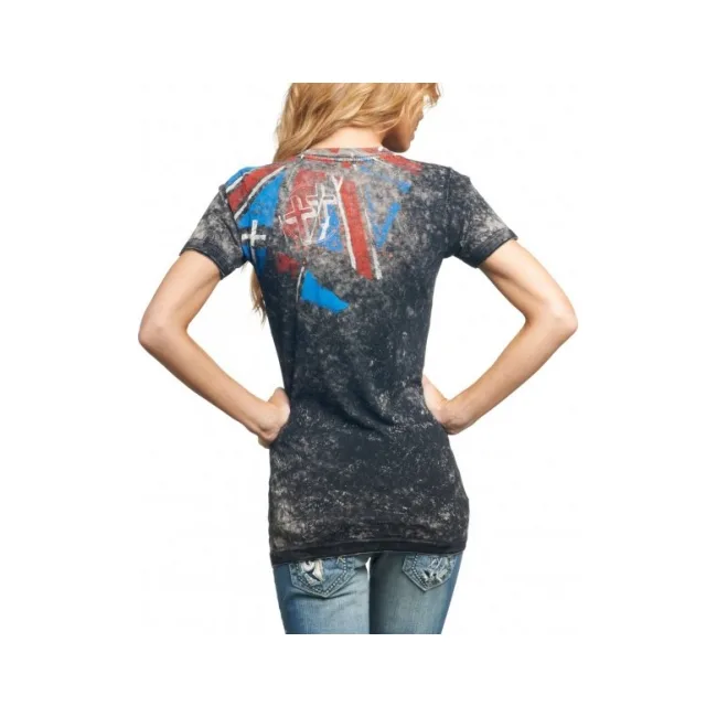 Женская футболка AFFLICTION London Fog V-neck Tee