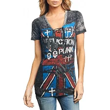 Женская футболка AFFLICTION London Fog V-neck Tee