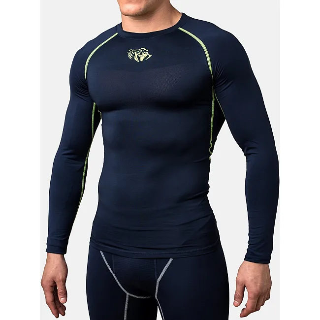 Компрессионная футболка Peresvit Air Motion Navy Flu Yellow Long Sleeve