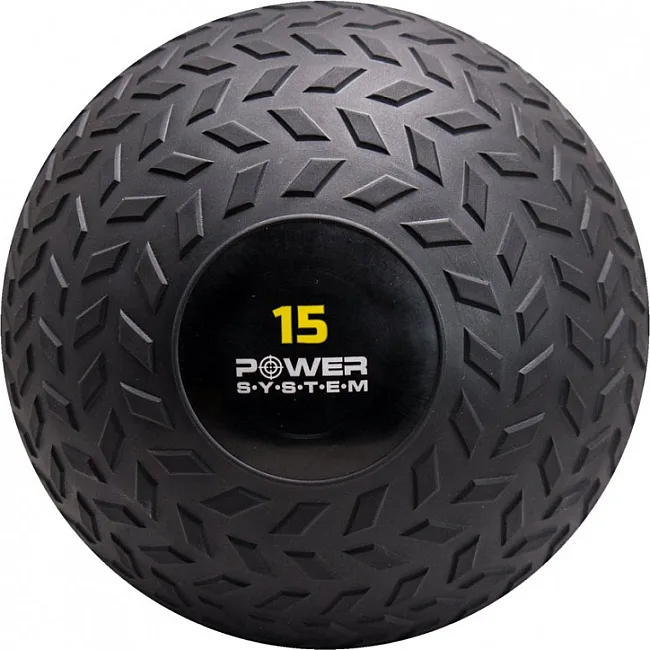 Слембол (мяч) для кроссфита POWER SYSTEM PS-4117 15кг рифленый Black