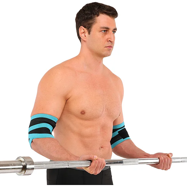 Бинти на лікті для жиму ELBOW WRAPS LiveUp LP8725 2шт (Синій-чорний)