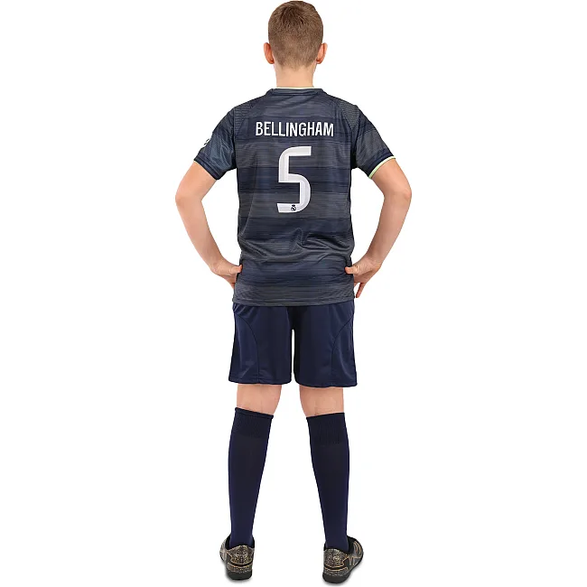 Футбольна форма дитяча із символікою клубу REAL MADRID BELLINGHAM 5 гостьова 2026 SP-SPORT CO-7343 (Темно-синій)