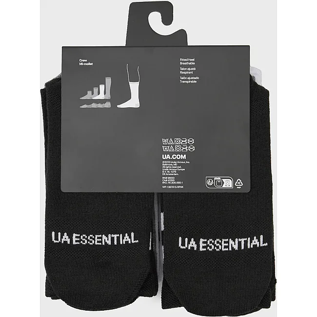 Носки UNDER ARMOUR Essential 6pk Crew белый, серый, черный