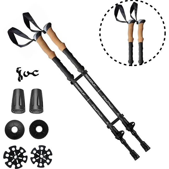Трекинговые палки PowerPlay 9107 Friluftsliv Black/White 80-135 см (пара)
