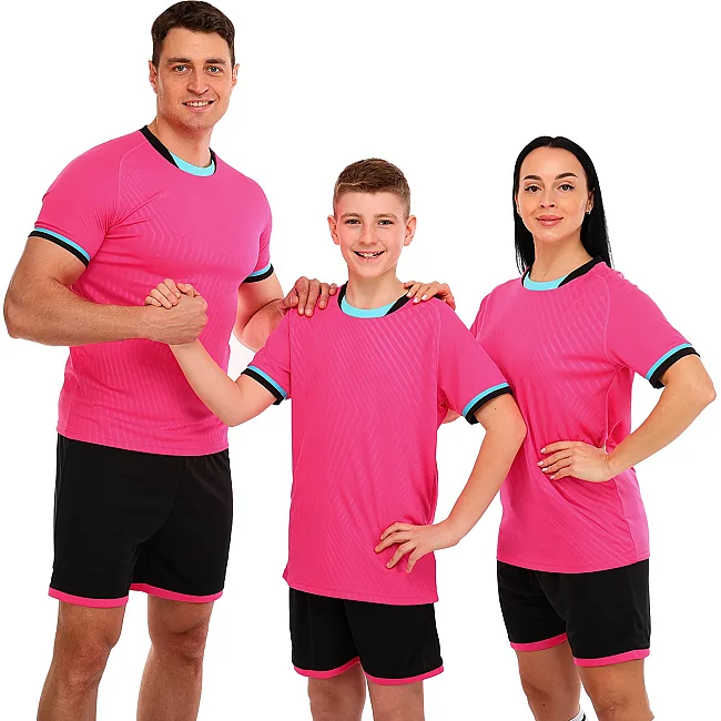 Футбольная форма комплект футболка и шорты LIDONG JG-6319 4XS-XXL (Розовый-черный)