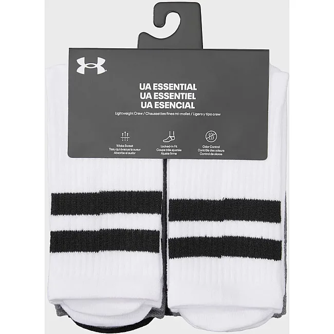 Носки UNDER ARMOUR Essential 6pk Crew белый, серый, черный