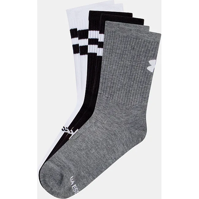 Носки UNDER ARMOUR Essential 6pk Crew белый, серый, черный
