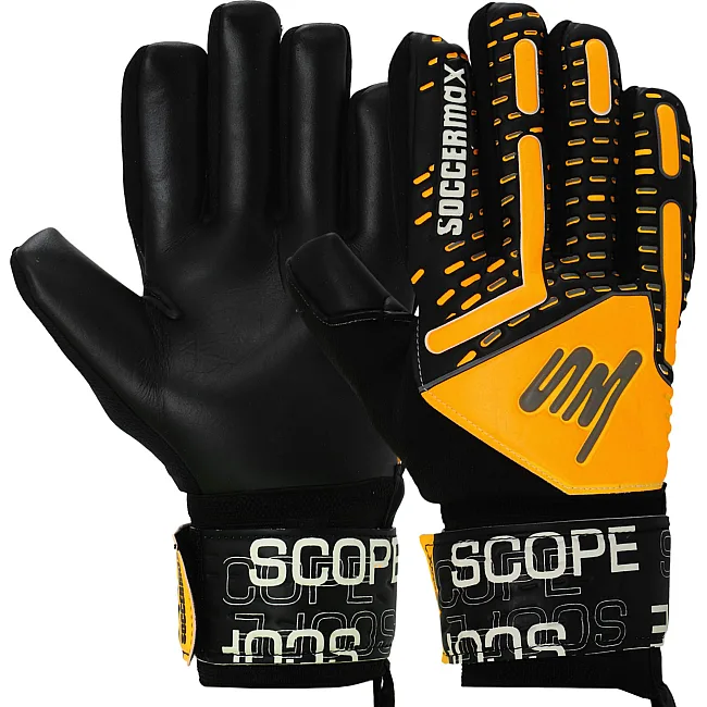 Вратарские перчатки профессиональные с защитой пальцев SOCCERMAX GK-4321 7-11 (Оранжевый-черный)