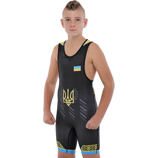 Распродажа! Трико для борьбы детское UKRAINE SP-SPORT JY-6607 128-162см (Красный-синий-черный)