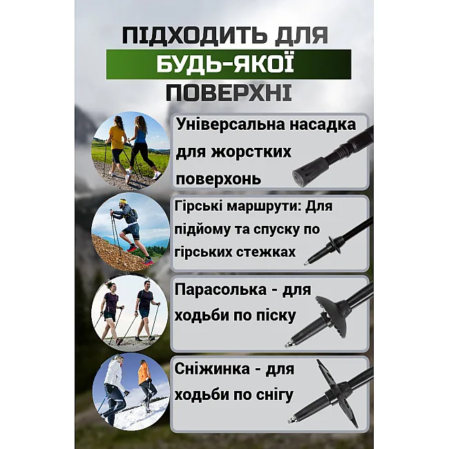 Трекинговые палки PowerPlay 9107 Friluftsliv Black/White 80-135 см (пара)