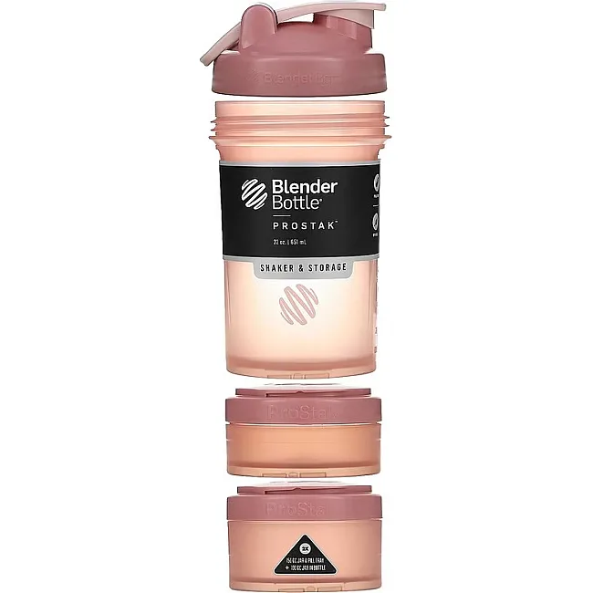 Спортивный шейкер BLENDERBOTTLE ProStak 22oz/650мл с 2-мя контейнерами Rose_Pink