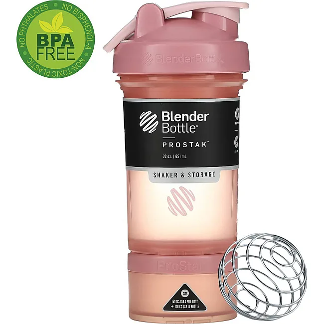 Спортивный шейкер BLENDERBOTTLE ProStak 22oz/650мл с 2-мя контейнерами Rose_Pink