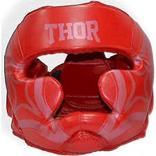 Закрытый боксерский шлем THOR COBRA 727 PU / красный