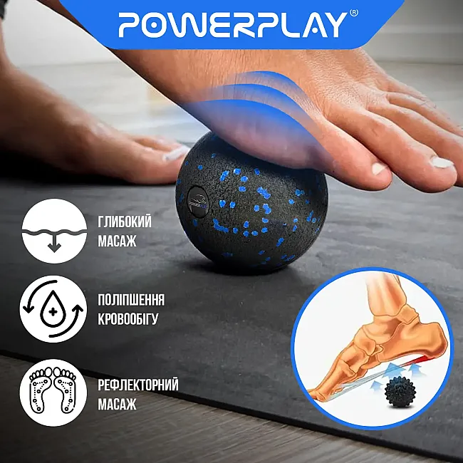 Набор массажных мячиков PowerPlay 4007 EPP Massage Ball Черно-Синие (3 шт.)