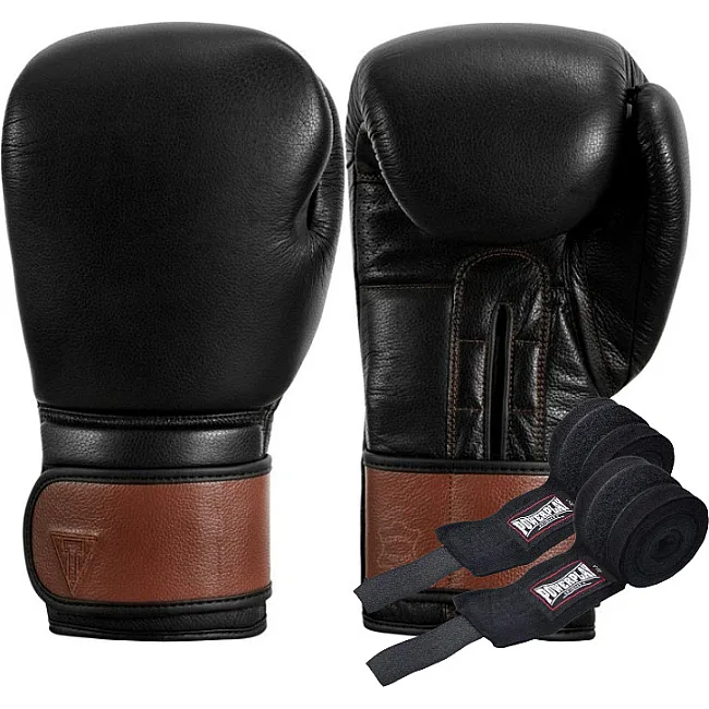 Боксерські рукавиці TITLE Boxing Honorary Black (бинти 4м. в комплекті)