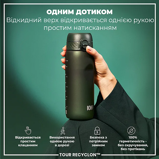 Бутылка для воды ION8 750 мл. (ЭКО бутылка) BPA Free, Dark Green
