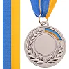 Заготовка медали спортивной с лентой SP-SPORT UKRAINE с украинской символикой C-3241 ø5см (Серебряный)