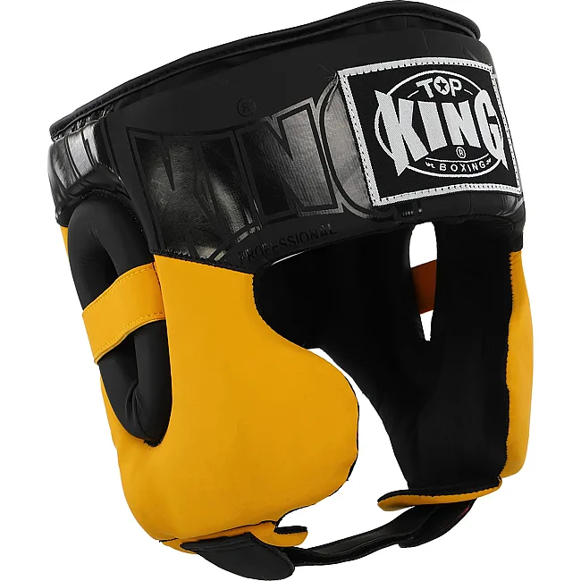 Шлем для бокса в мексиканском стиле PU TOP KING BO-9794 (Черный-желтый)