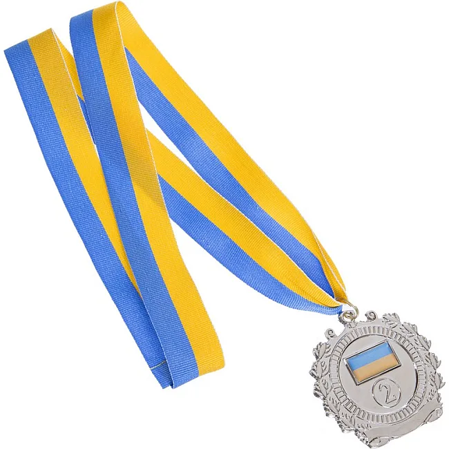 Медаль спортивная с лентой SP-SPORT
 UKRAINE с украинской символикой C-3163 ø6,5см (Бронзовый)