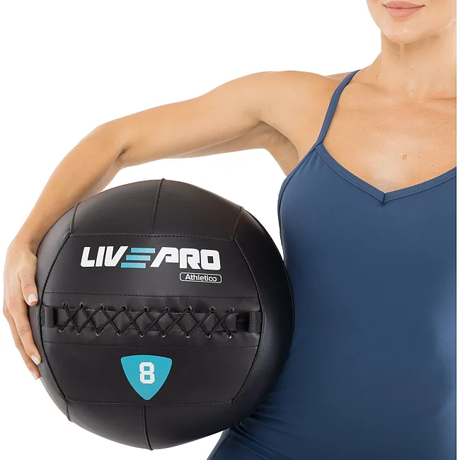 Мяч набивной медицинский для кроссфита WALL BALL LiveUp LP8103-8 8кг